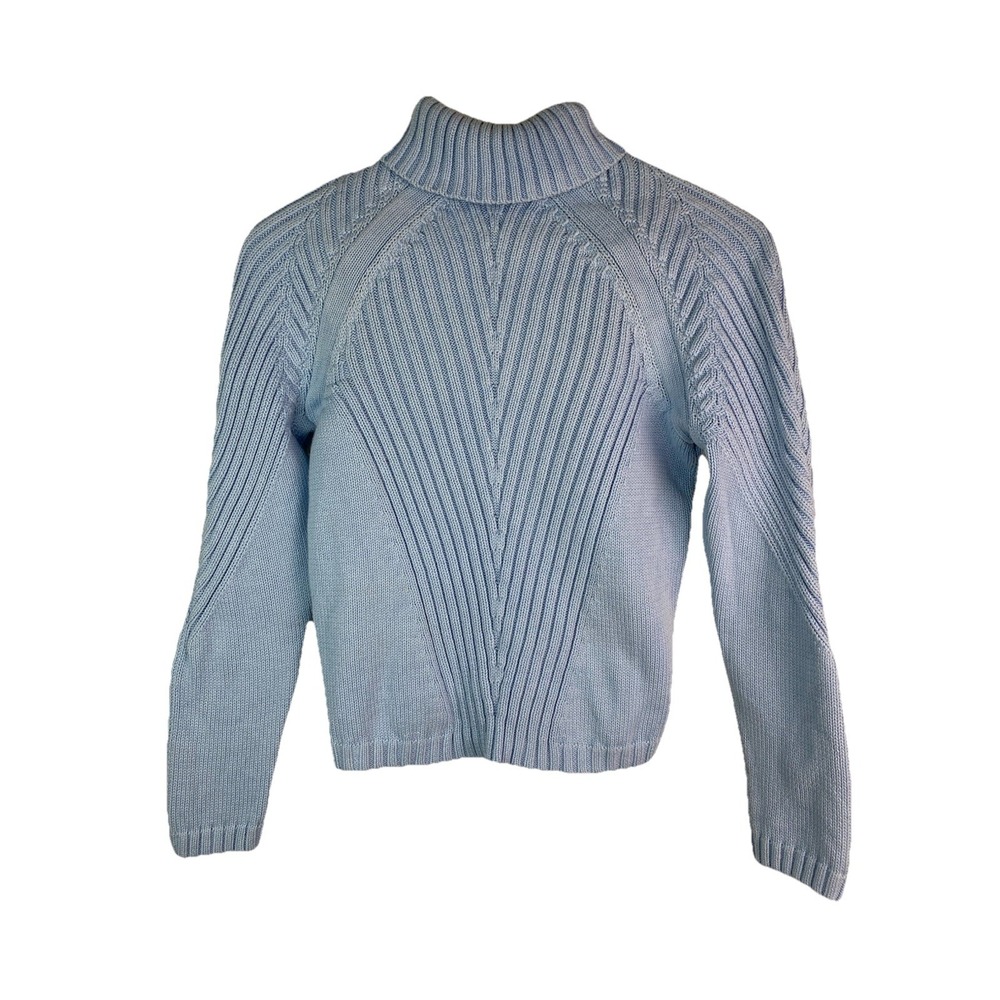 Hanna Andersson Women's XS Baby‎ Blue Ribbed Combed Cotton Turtleneck Sweater